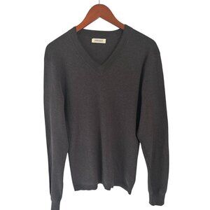 Inhabit Women’s Med Gray V-Neck Knit Sweater Cotton Blend